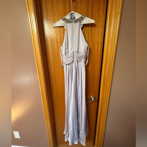 Light Purple Halterneck Formal Dress with Jewelled Neckline - Picture 9 of 12